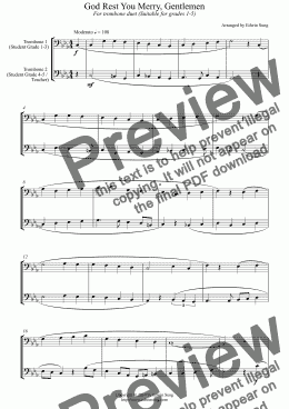 page one of God Rest You Merry, Gentlemen (for trombone duet, suitable for grades 1-5) (14BTBDU15)