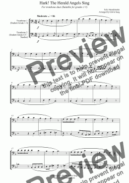 page one of Hark! The Herald Angels Sing (for trombone duet, suitable for grades 1-5) (14BTBDU16)