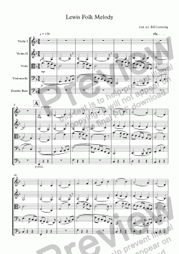 page one of "Lewis Folk Melody" for string orchestra