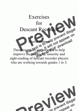 page one of Descant Recorder Grades 1 to 3 Exercises.