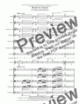 page one of Rondo in A minor for Guitar and Orchestra