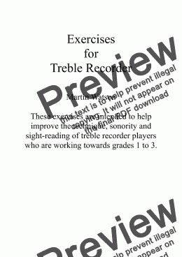 page one of Treble Recorder Grades 1 to 3 Exercises.