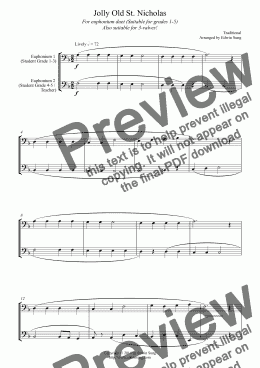 page one of Jolly Old St. Nicholas (for euphonium duet (bass clef, 3 or 4 valved), suitable for grades 1-5) (14BEUDU21)