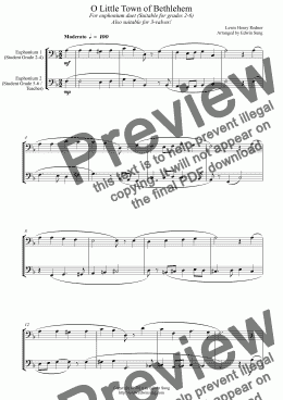 page one of O Little Town of Bethlehem (for euphonium duet (bass clef, 3 or 4 valved), suitable for grades 2-6) (14BEUDU23)