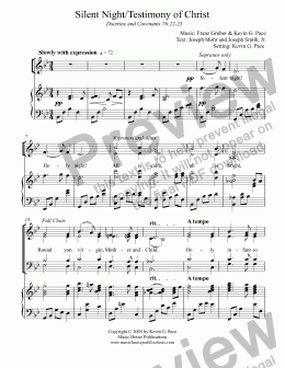 page one of Silent Night/Testimony of Christ (unlimited copies price)