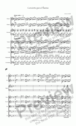 page one of Vivaldi Concerto for 2 flutes