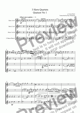 page one of Dauprat: 3 Horn Quartets Quatuor No 1,2 & 5