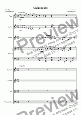 page one of Nightingales  [Strings, Flute, Guitar, Voice, and Piano]