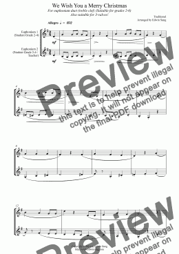 page one of We Wish You a Merry Christmas (for euphonium duet (Bb treble, 3 or 4 valved), suitable for grades 2-6) (14BEUDU31)