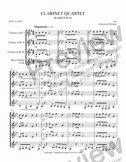 page one of CLARINET QUARTET