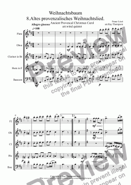 page one of Liszt:Weihnachtsbaum (Christmas Tree Suite) No.8. Altes provenzalisches Weihnachtslied. (Old Provencal Christmas Carol) arr. wind quintet