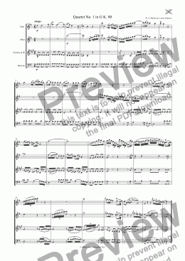 page one of Mozart Quartet No. 1 in G K. 80