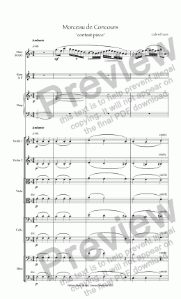 page one of Faure, Contest piece for flute &  orch.