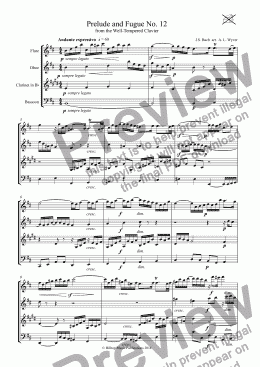 page one of Bach Prelude and Fugue No. 12