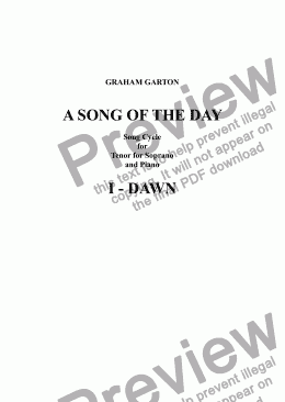 page one of *SONG CYCLE - ’A SONG OF THE DAY’ No.2 - 'NOON' for Tenor or Soprano and Piano