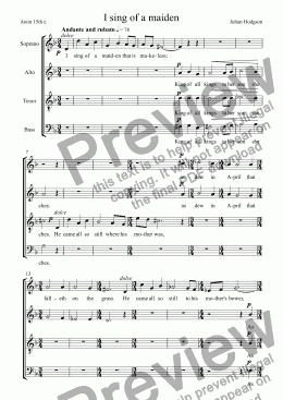 page one of I sing of a maiden