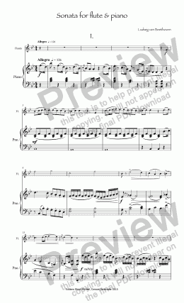page one of Beethoven Sonata for flute & piano