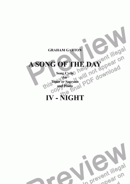 page one of *SONG CYCLE - ’A SONG OF THE DAY’ No.4 - ’NIGHT’ for Tenor or Soprano and Piano
