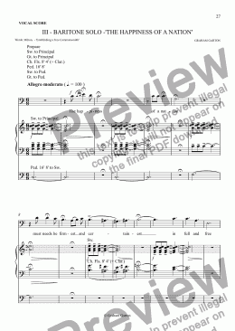 page one of MAGNA CARTA CANTATA with ORGAN acc. No.3 - BARITONE SOLO -’THE HAPPINESS OF A NATION’