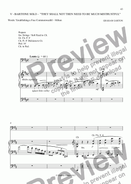 page one of MAGNA CARTA CANTATA with ORGAN acc. No.5 - BARITONE SOLO -  "They shall not then need to be much mistrustful"