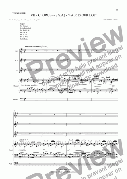 page one of MAGNA CARTA CANTATA with ORGAN acc. No.7 - CHORUS - (S.S.A.) - "FAIR IS OUR LOT’ Vocal Score