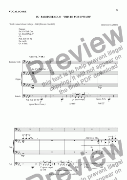 page one of MAGNA CARTA CANTATA with ORGAN acc. No.9 - BARITONE SOLO - ’THIS BE FOR EPITAPH’ Vocal Score