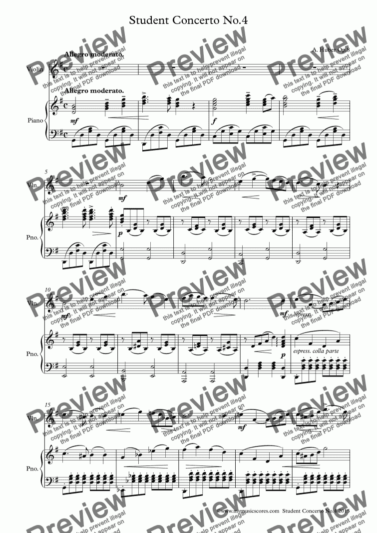 Huber Student Concerto No 4 For Violin And Piano Download Pdf File