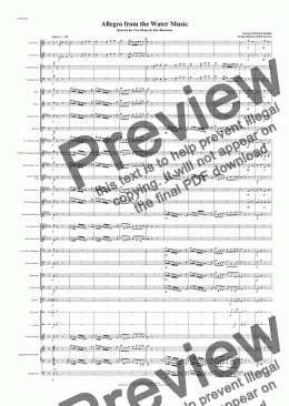page one of Allegro from the Water Music for a Quartet of Oboes & Bassoons & Concert Band