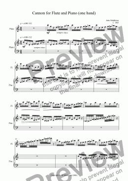 page one of Cannon for Flute and Piano (one hand)