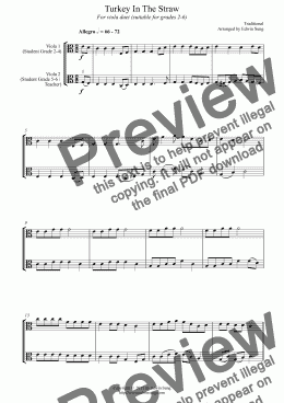 page one of Turkey In The Straw (for viola duet, suitable for grades 2-6) (151VADU04)