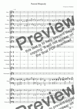 page one of CLAYTON Pastoral Rhapsody - arrangement for training orchestra