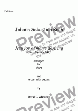 page one of Bach - Jesu joy of man’s desiring for oboe with organ accompaniment