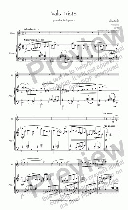 page one of Vals  Triste  para flauta & piano