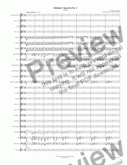 page one of Clarinet Concerto No. 1