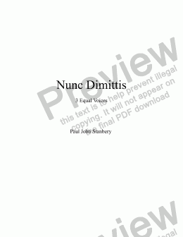 page one of Nunc Dimittis