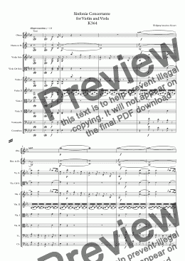 page one of Mozart - Sinfonia Concertante  for Violin and Viola K364