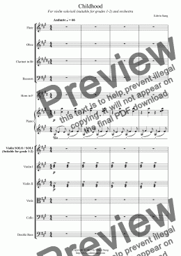 page one of Childhood (for violin solo/soli (grades 1-2) and orchestra) (151VNOR01)