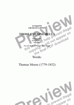 page one of PART-SONG - ’THOSE EVENING BELLS’ THOMAS MOORE (1779-1852) No.2 - Two-part arr. for SA and piano