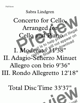 page one of Concerto for Cello, Arranged for Cello and Piano III. Rondo allegretto