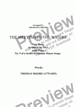 page one of PART-SONG - ’THE MEETING OF THE WATERS’ - THOMAS MOORE (1779-1852) No.5 arr. for SSA a cappella