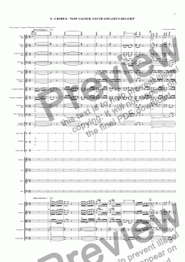 page one of Magna Carta Cantata - No.10 - Full Score - CHORUS - ’NOW VALOUR, YOUTH AND LIFE’S DELIGHT’ Chorus SATB
