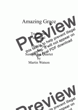 page one of Amazing Grace (Blues Style) for Saxophone Quartet