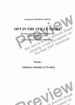 page one of SOLO SONG By Archibald Jacob - ’OFT IN THE STILLY NIGHT’ - THOMAS MOORE (1779-1852) No. 8 with Chorus arranged for SSA with Piano