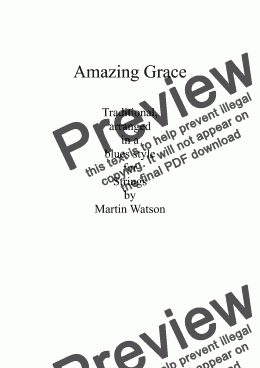 page one of Amazing Grace (Blues Style) for String Orchestra/Quartet.