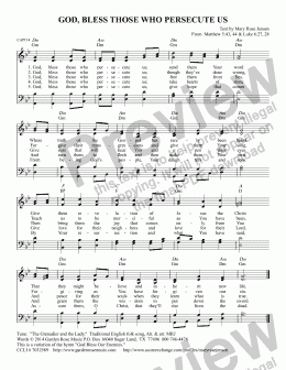 page one of God, Bless Those Who Persecute Us (THE GRENADIER AND THE LADY) SATB