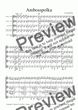 page one of Amboss-Polka - Clarinet Quartet