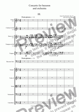 page one of Concerto for bassoon and orchestra, Op. 67 - III. Presto giocoso