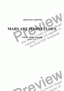 page one of MARS MARS ARE MARVELLOUS! Vocal Trio a cappella SA(orT)B a cappella Words from an Advertisement in the Radio Times 1947