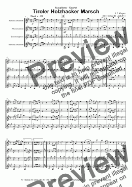 page one of Tiroler Holzhacker Marsch - German Polka March - Oktoberfest - Saxophone Quartet