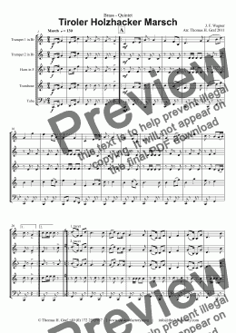 page one of Tiroler Holzhacker Marsch - German Polka March - Oktoberfest - Brass Quintet